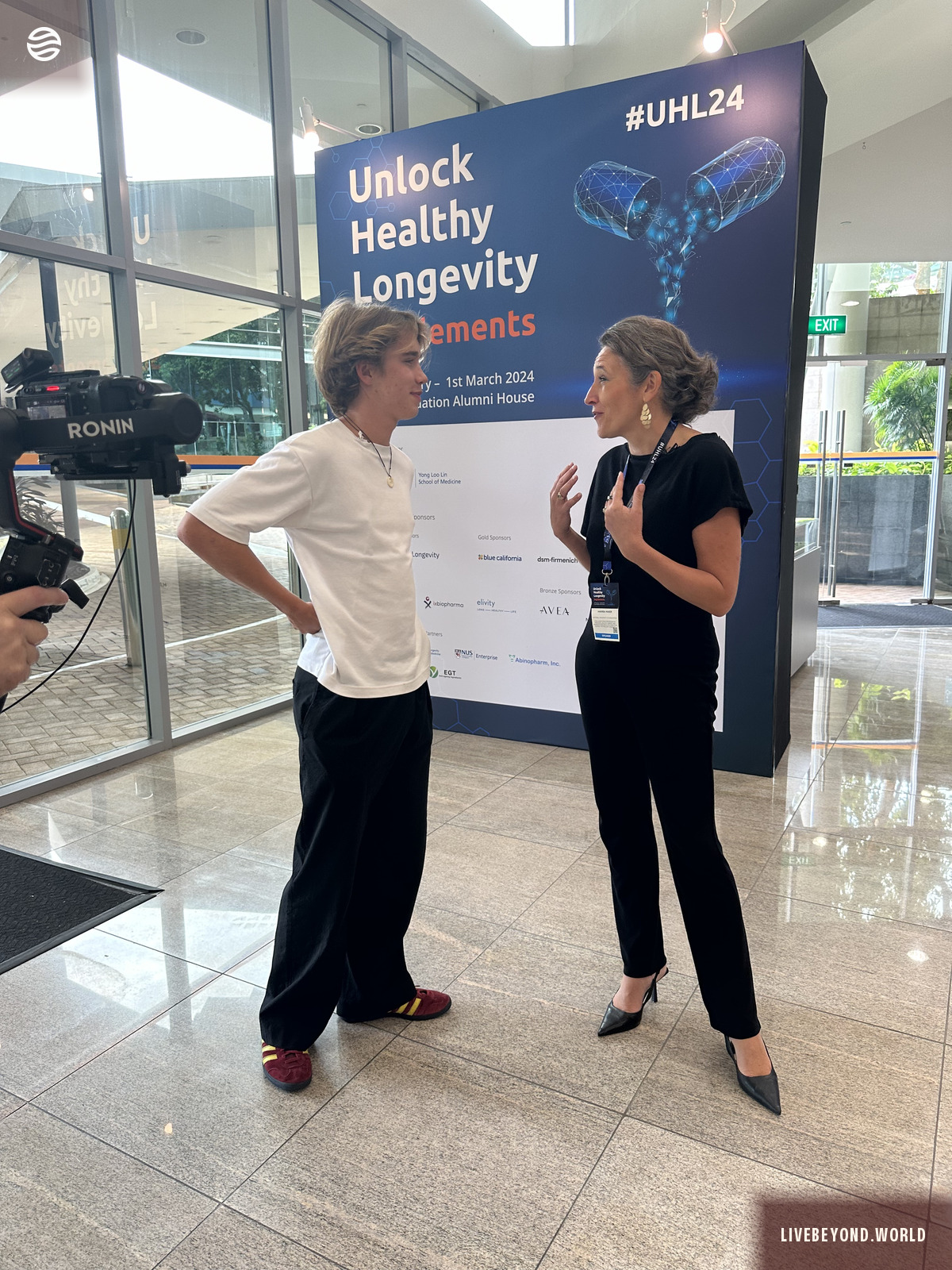 Aleksander i Andrea Maier na Unlock Healthy Longevity, jej konferencji na National University of Singapore, 2024.