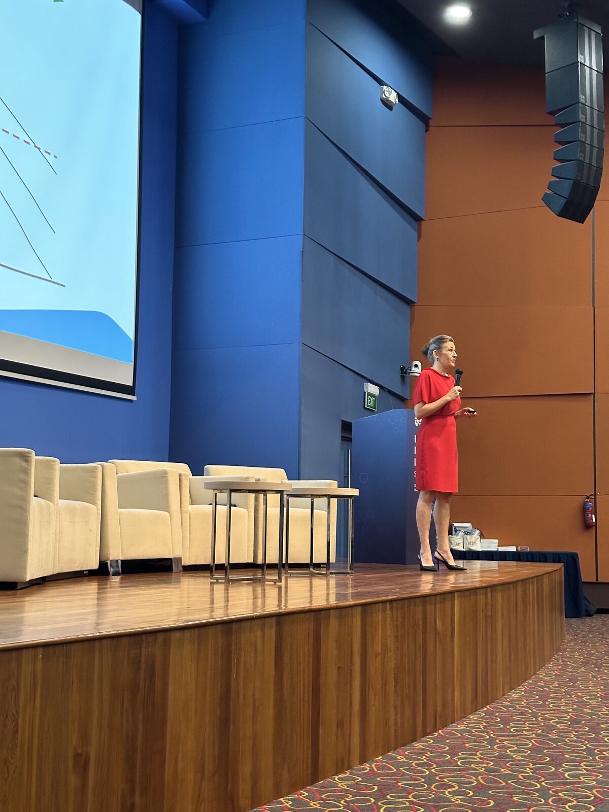 Prof. Andrea Maier on stage, Singapore