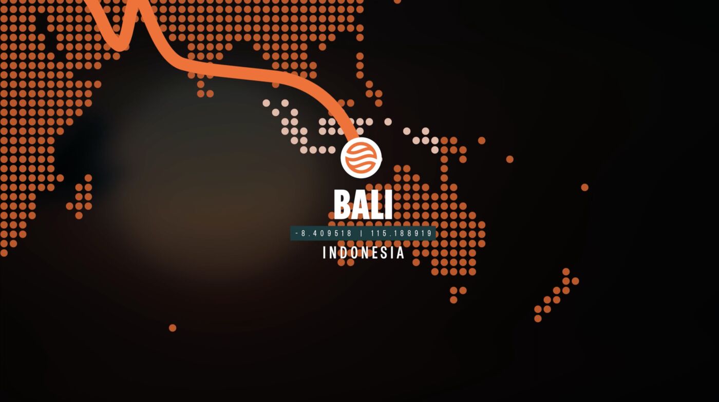 The ribbon reaches Bali