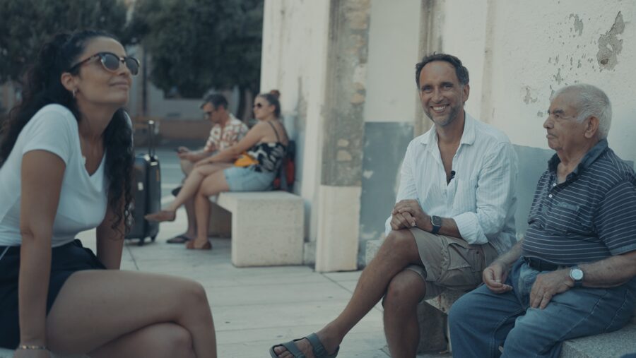 Marek with Paola Demurtas and centenarian elders in Sardinia