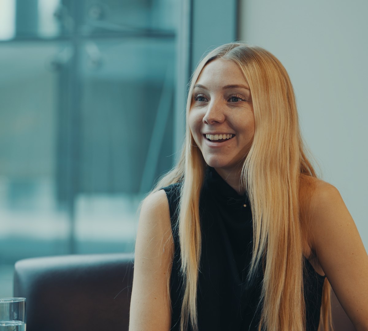 Portrait of Allison Duettmann at the Biomarkers of Aging conference at Harvard