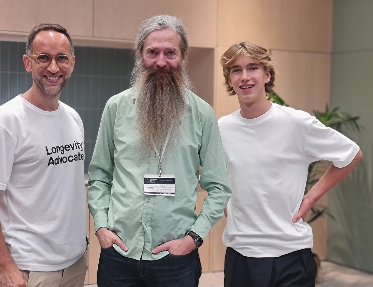 Marek, Aubrey de Grey and Aleksander at the Longevity Summit Dublin