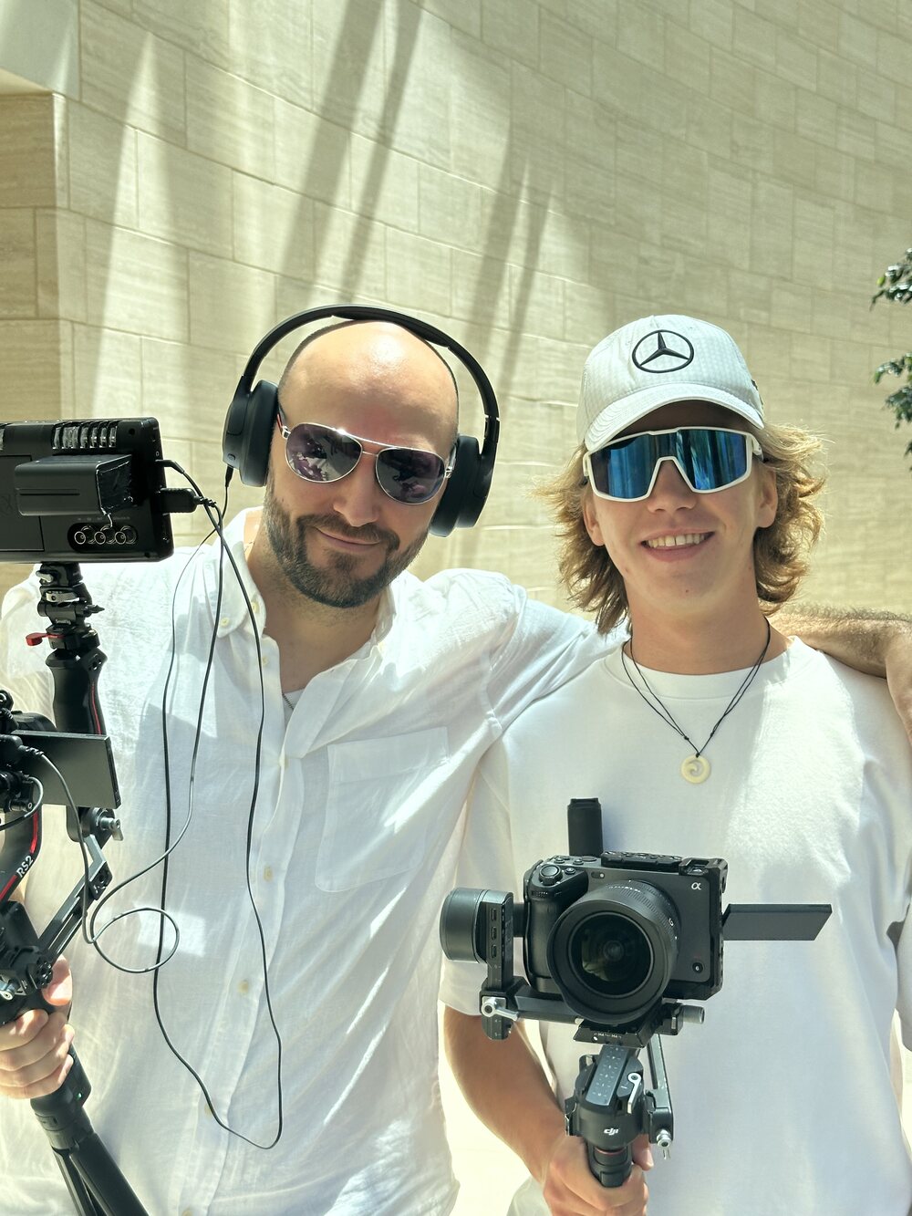 Alek and Kamil filming at the Buck Institute