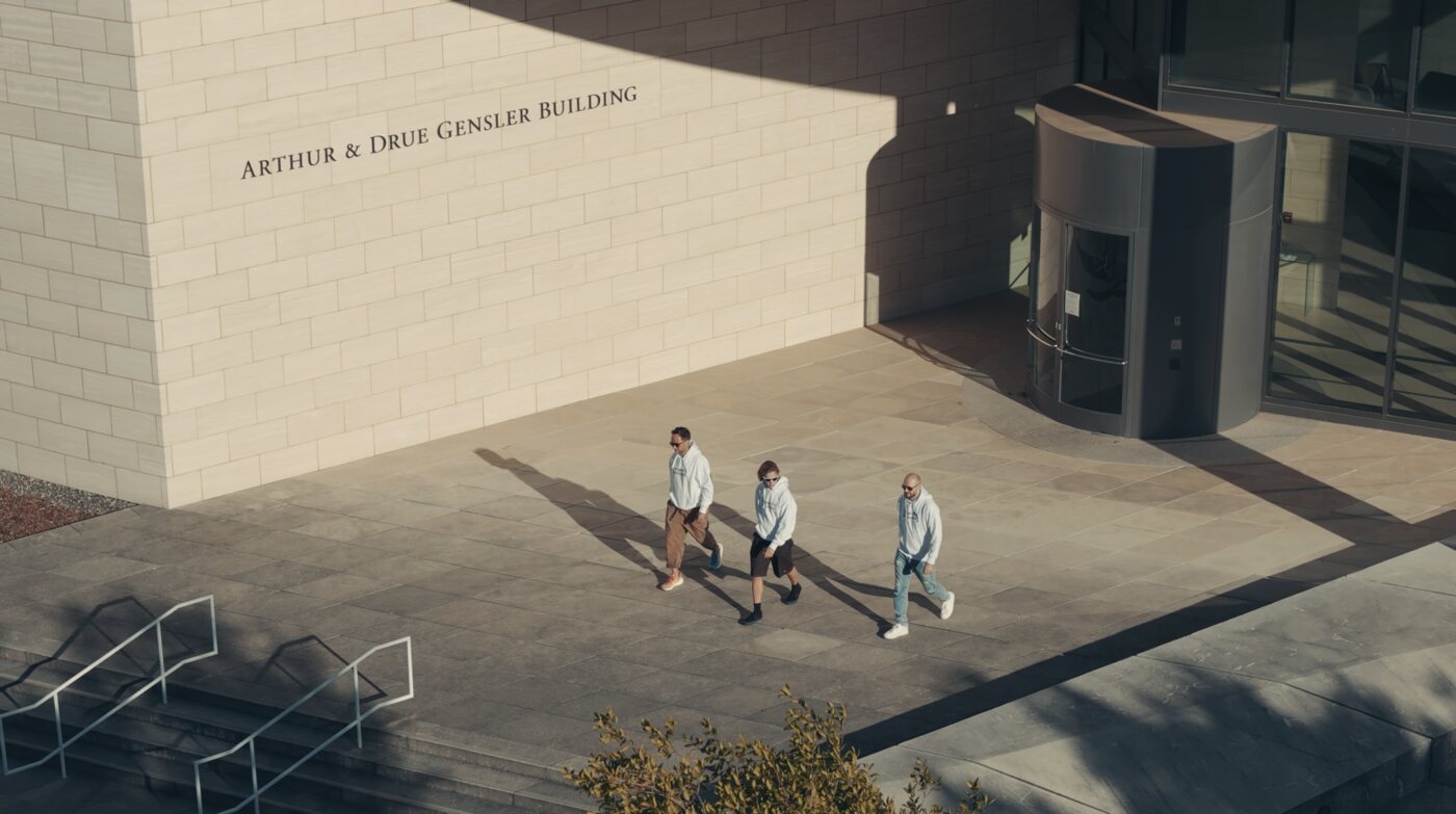 Marek, Alek and Kamil walking out of the Buck Institute