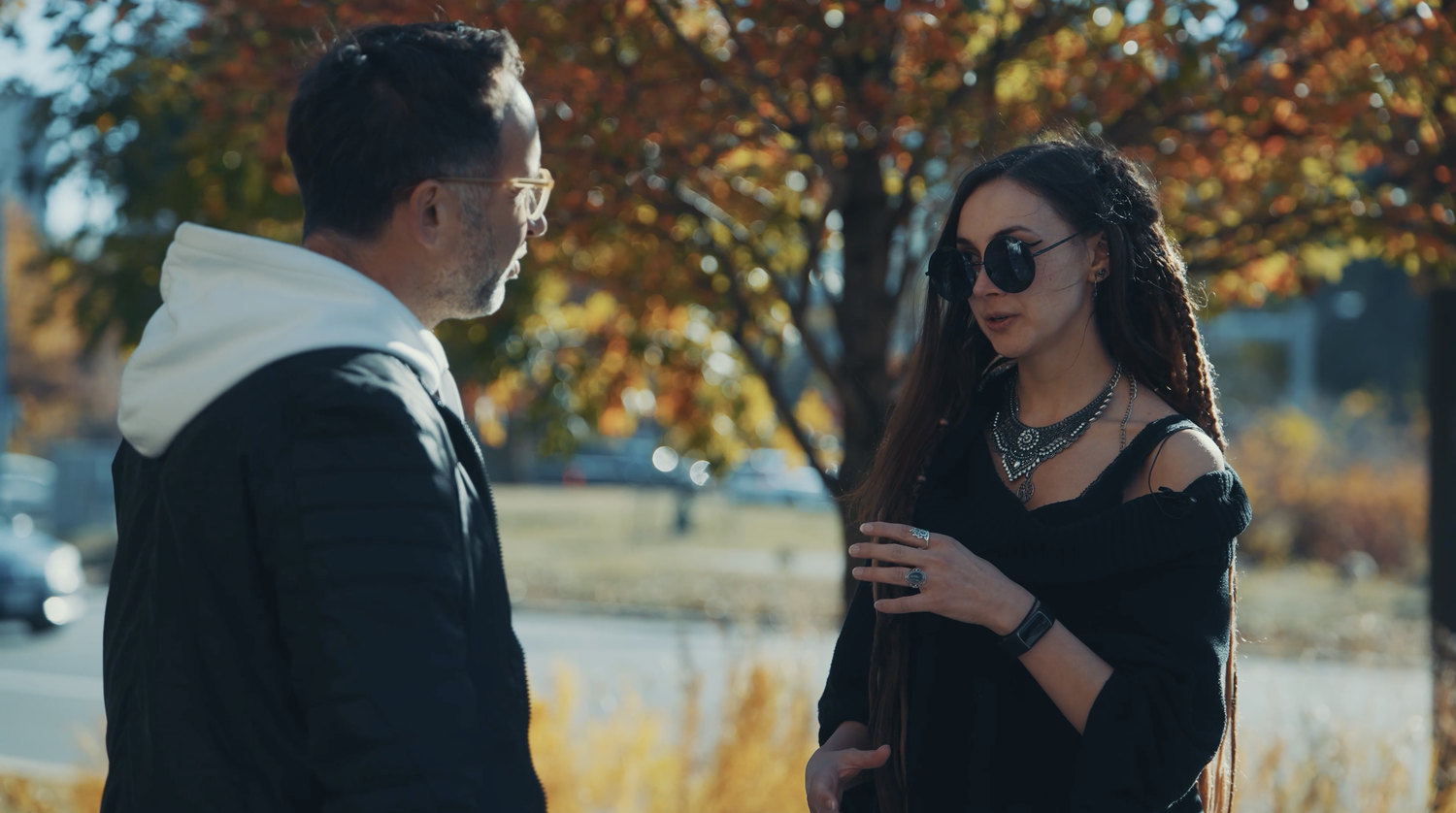 Chiara Herzog and Marek Piotrowski in the park in Boston, November 2024