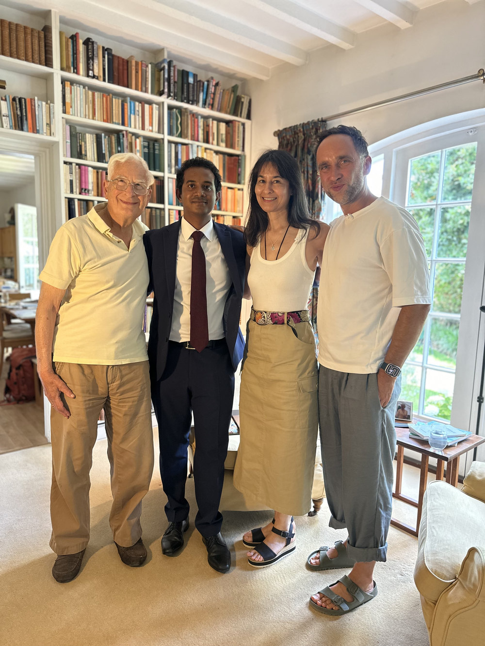 Sir Christopher Ball, Sasi Senga, Leslie Kenny and Marek Piotrowski together in Oxford, July 2024