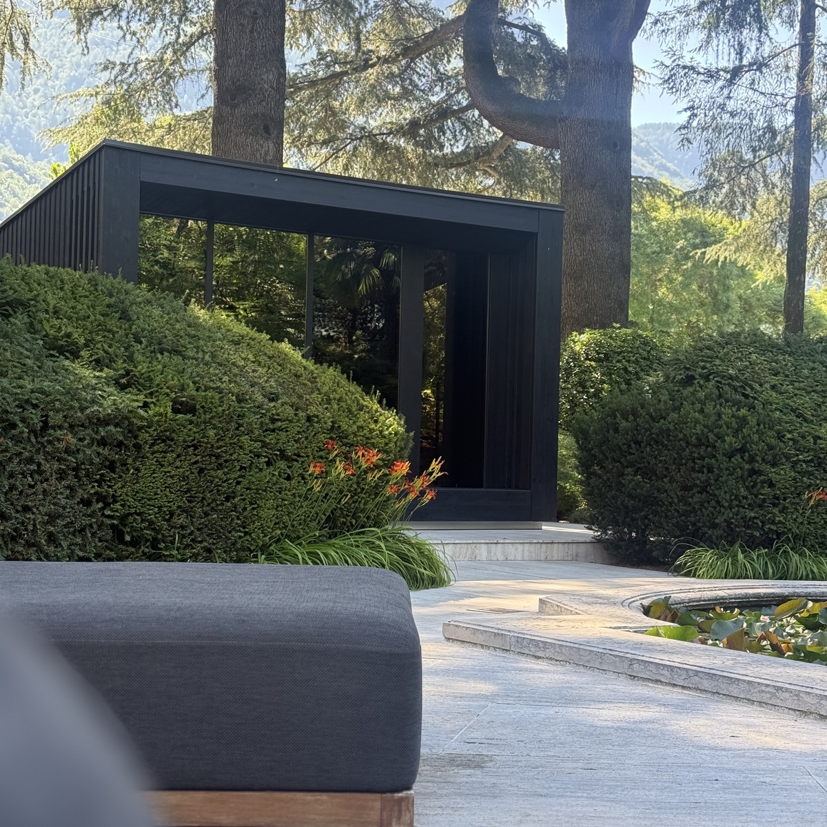 The gardens and pavilion at Villa Eden, Merano