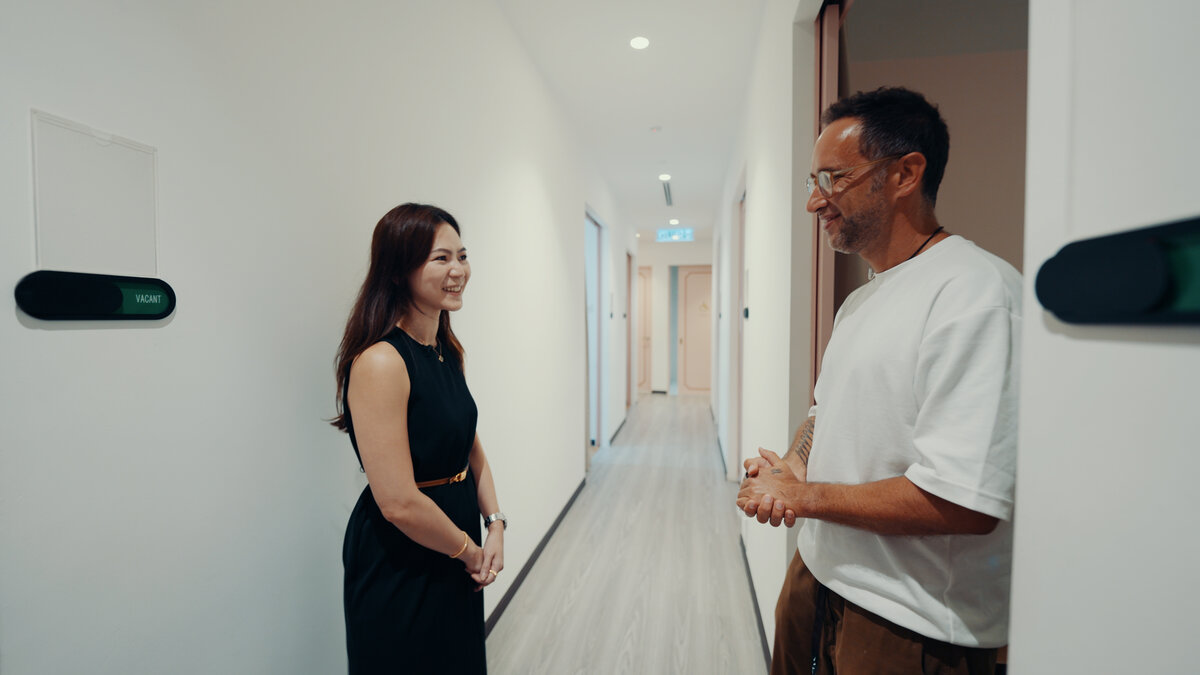 Kathryn Koh and Marek at her beauty clinic in Kuala Lumpur