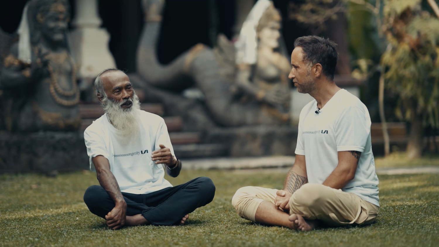 Master Ketut Arsana sitting with Marek during the interview in Ubud, Bali