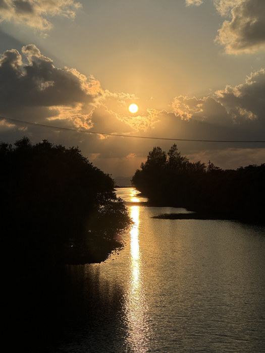 The river at Ogimi at sunset, Okinawa