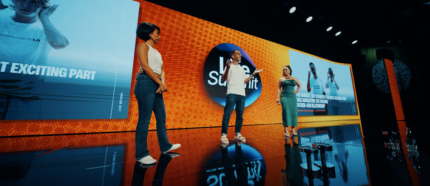 Olivia Lesslar, Marek and Valerie on the main stage at LifeSummit Berlin