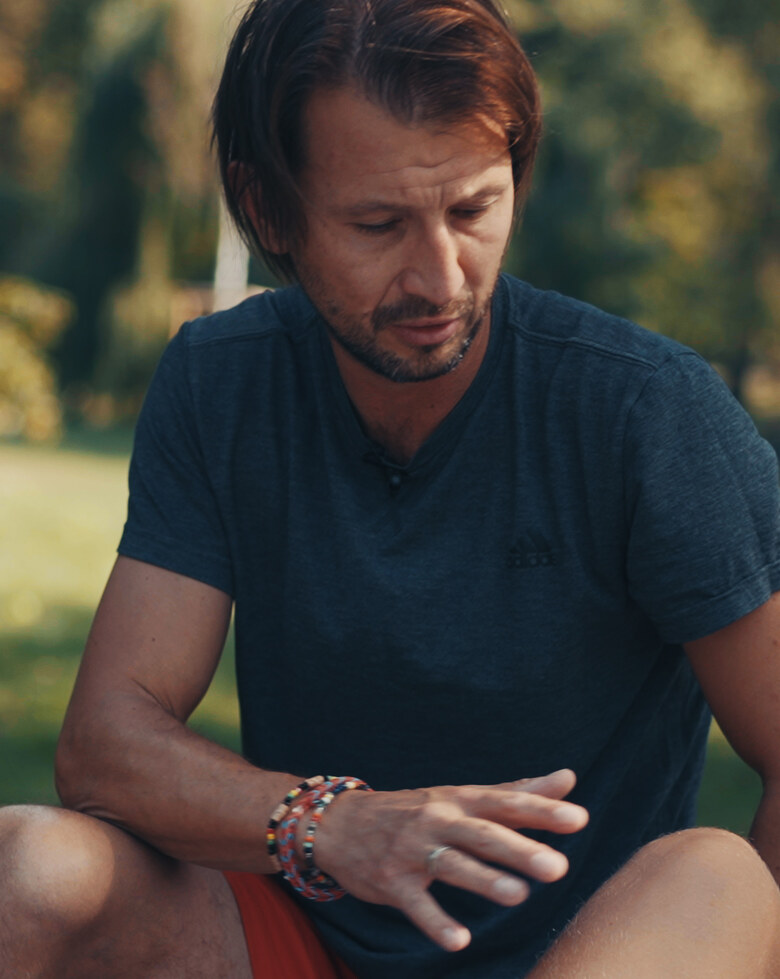 Pawel Rzepecki during an outdoor movement session with Marek in Warsaw