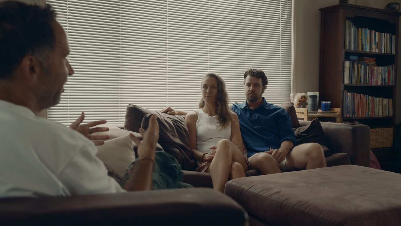 Marek interviewing Shane and Angelina Saunders at their home on the Gold Coast