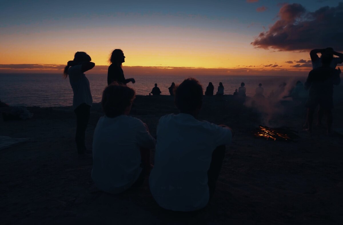 The bonfire at the Aboriginal ceremony, Australia